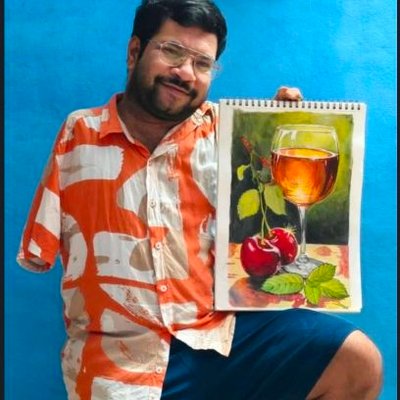 Dhiraj creating art with his foot